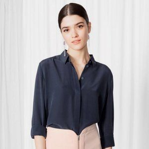 Gorgeous & Other Stories New Dark Blue Silk Shirt
